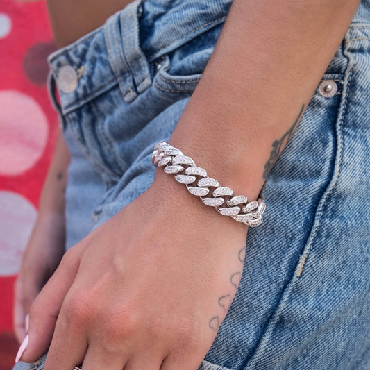 Bracelet 8Shine — Cuban à Diamants en Or Blanc 12mm