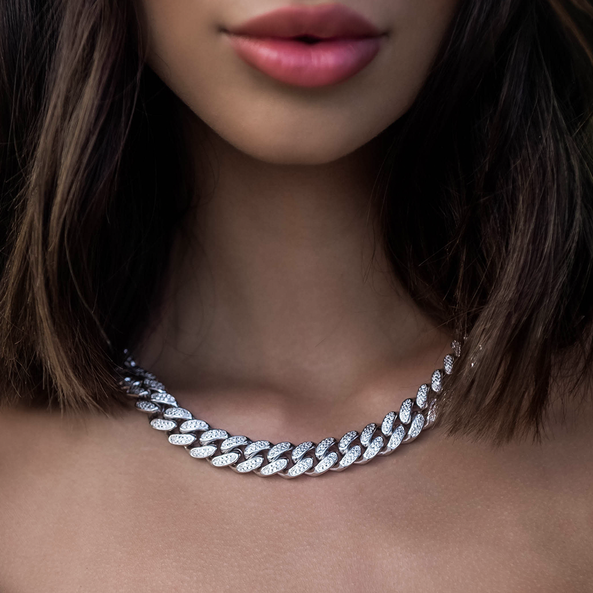 Collier 8Shine — Chaîne Cuban à Diamants en Or Blanc 12mm