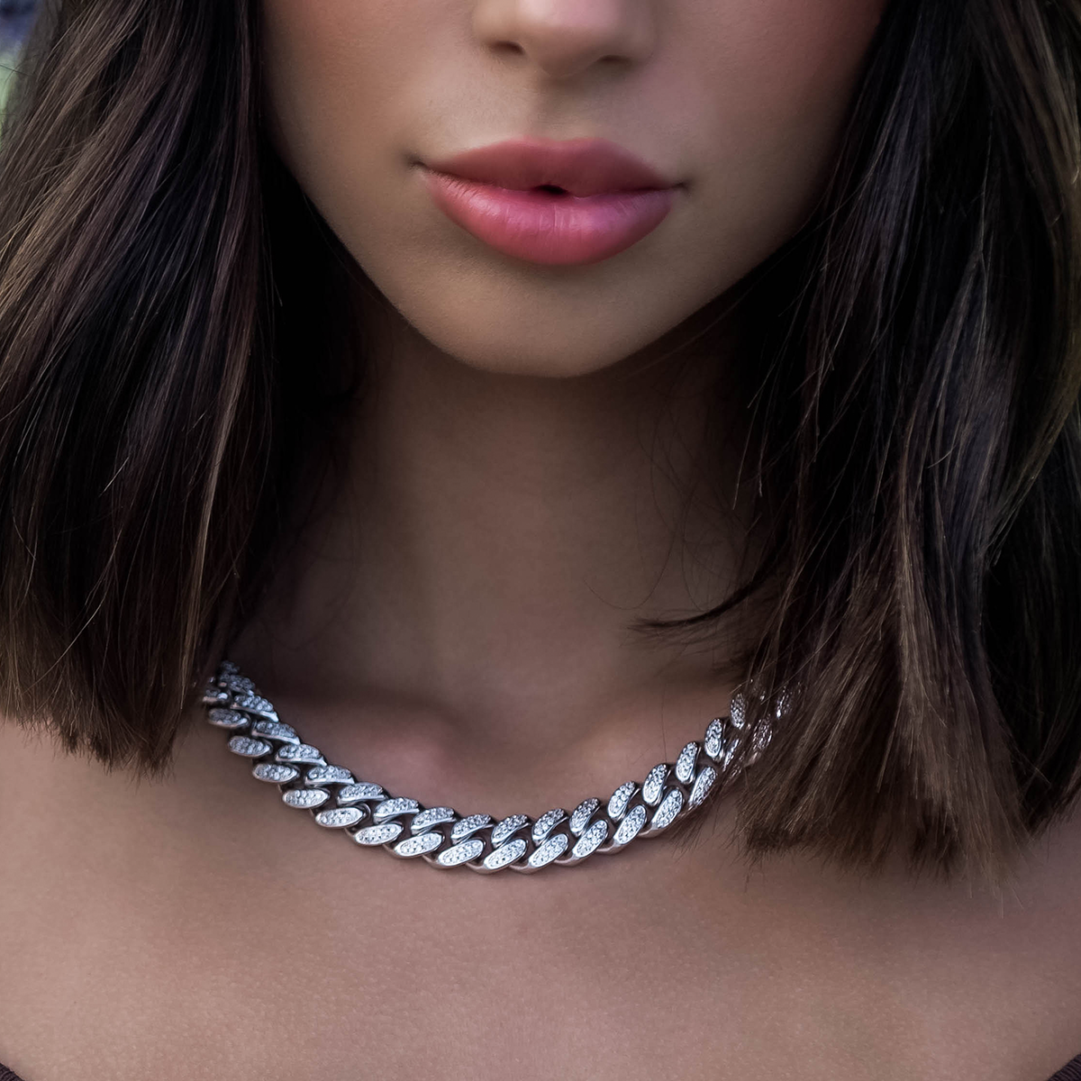 Collier 8Shine — Chaîne Cuban à Diamants en Or Blanc 12mm