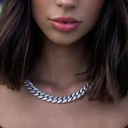 Collier 8Shine — Chaîne Cuban à Diamants en Or Blanc 12mm