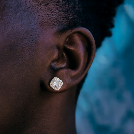 Boucles d’Oreilles 8Shine Cushion Cut en Or Jaune
