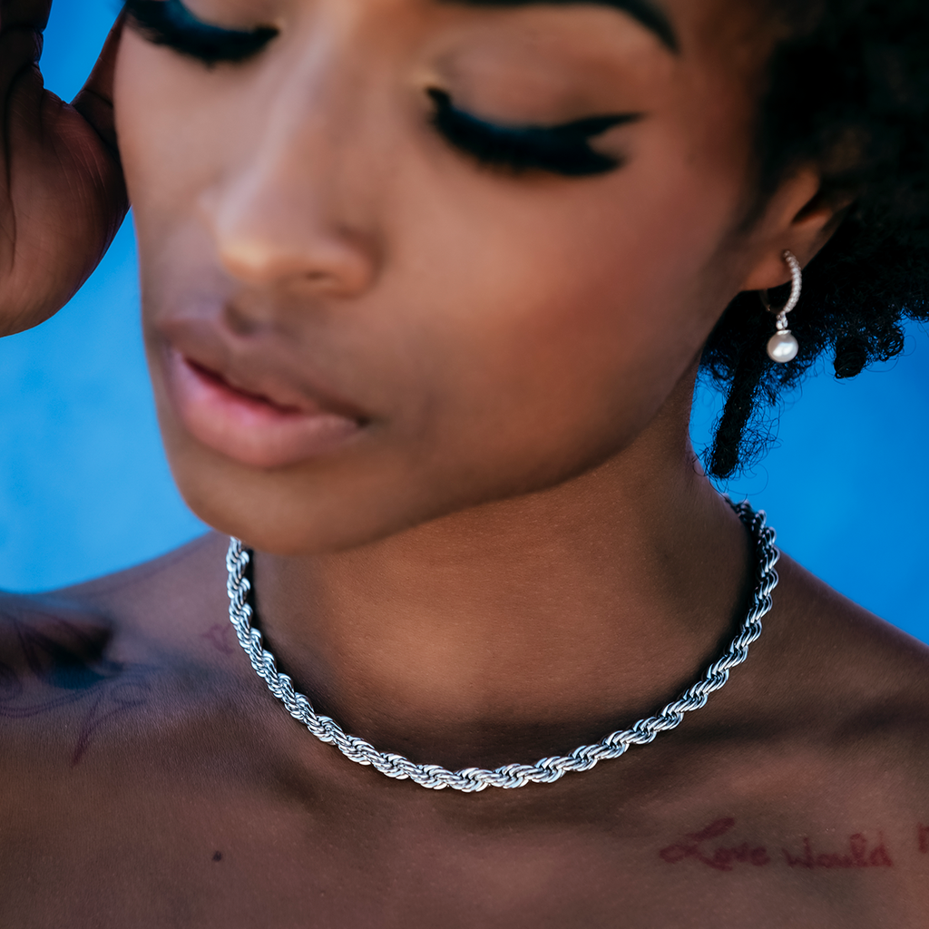 Collier 8Shine — Chaîne Rope en Or Blanc 6mm