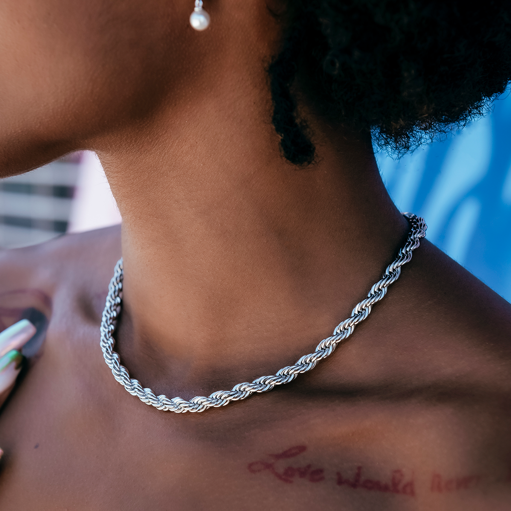 Collier 8Shine — Chaîne Rope en Or Blanc 6mm