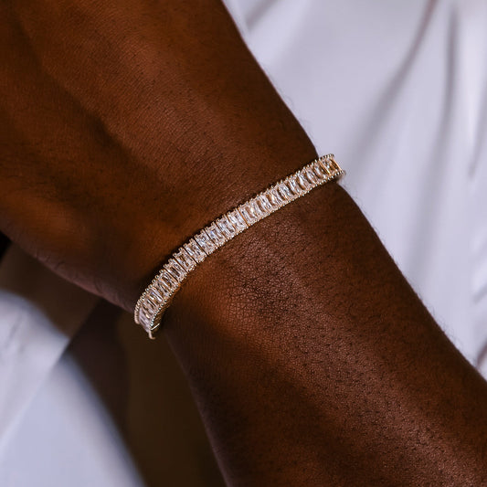 Bracelet Tennis Baguette Diamant 8Shine Or Jaune - 6mm