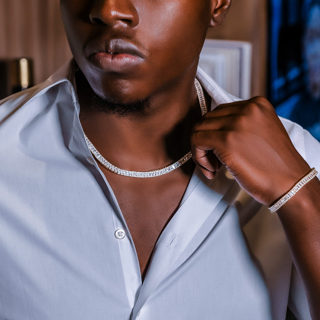 Chaîne Tennis Diamond Baguette 8Shine en Or jaune – 6 mm