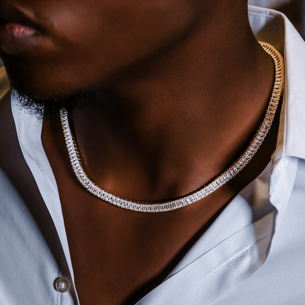 Chaîne Tennis Diamond Baguette 8Shine en Or jaune – 6 mm