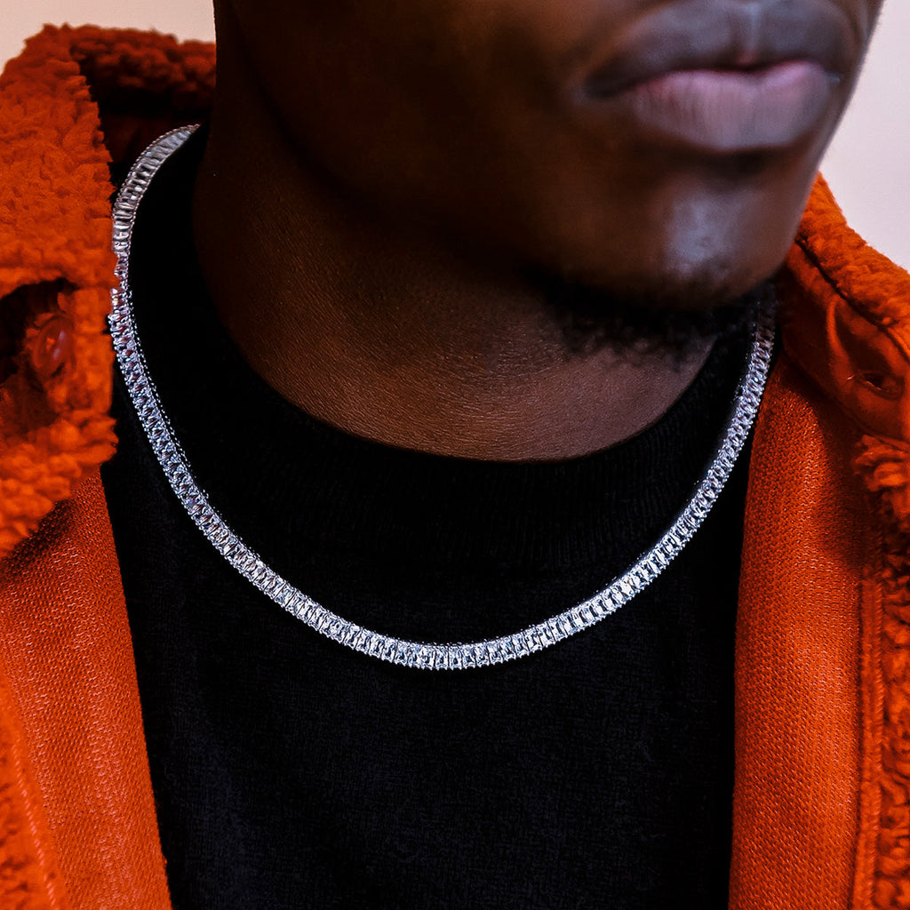 Chaine 8Shine Tennis Baguette en Or Blanc – 6mm