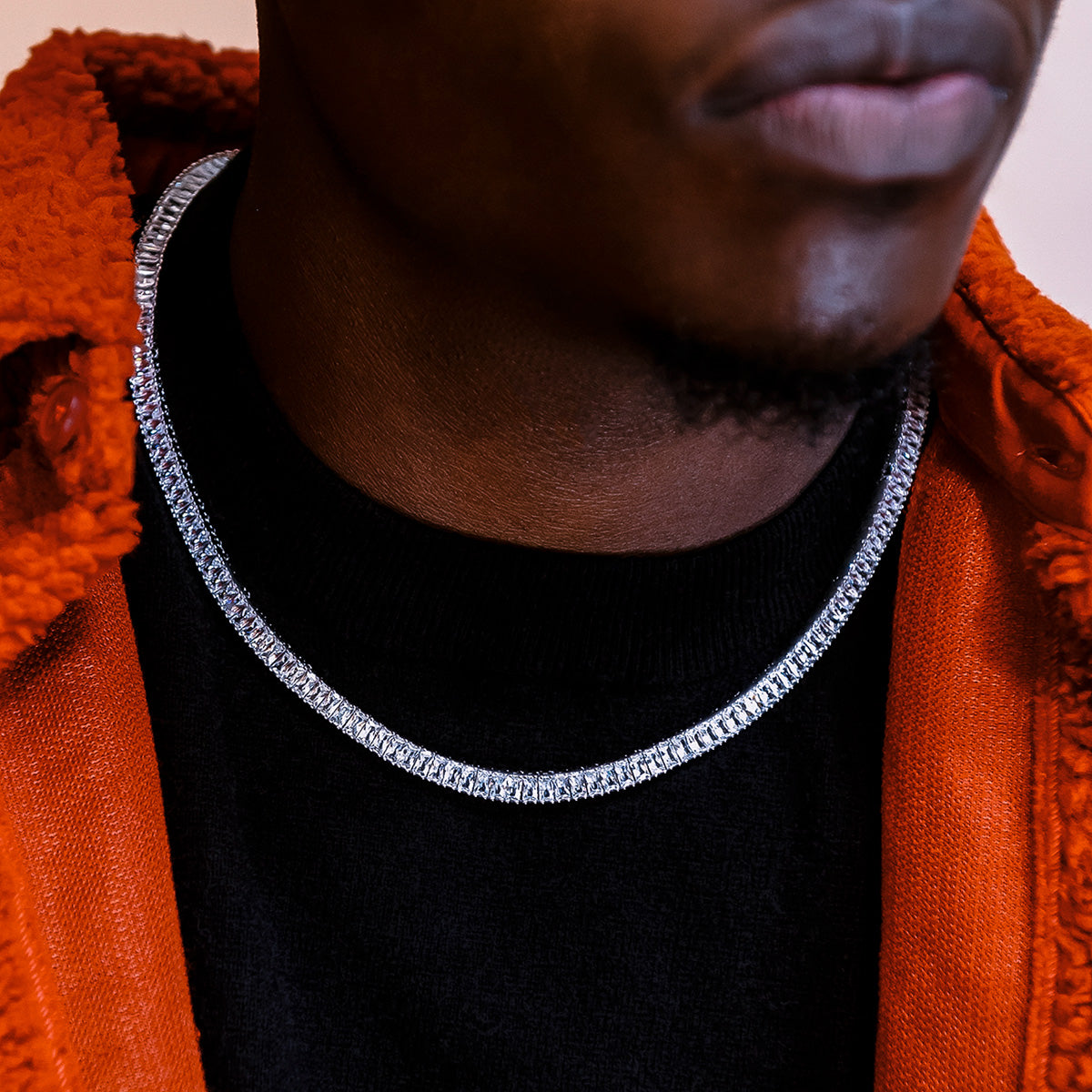 Chaine 8Shine Tennis Baguette en Or Blanc – 6mm