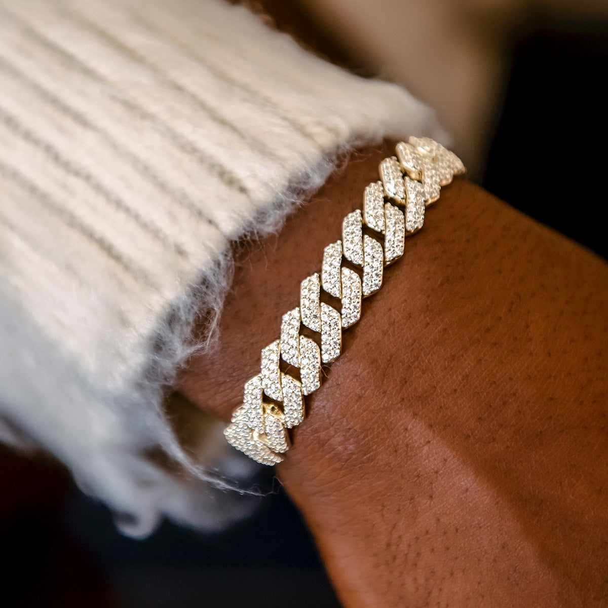 Bracelet Diamond Prong Link 8Shine Or Jaune - 12mm