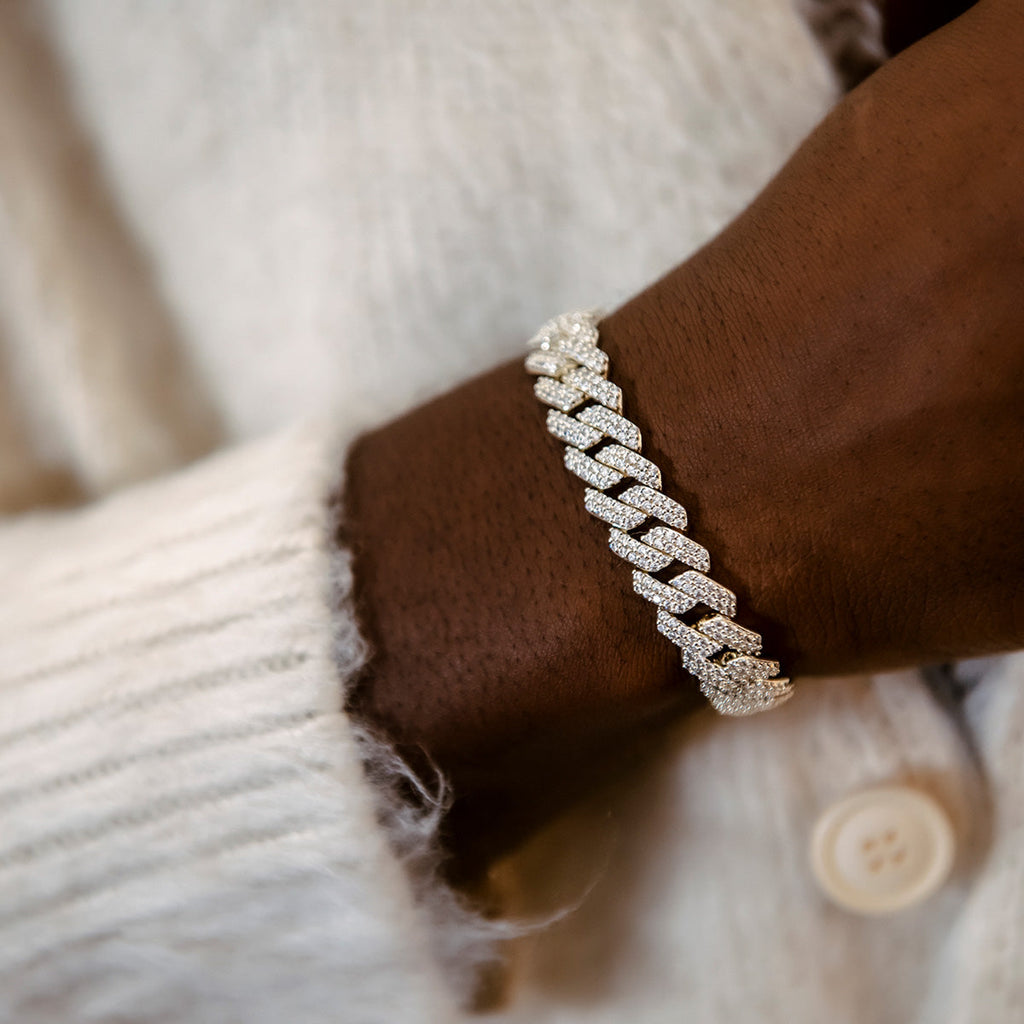 Bracelet Diamond Prong Link 8Shine Or Jaune - 12mm