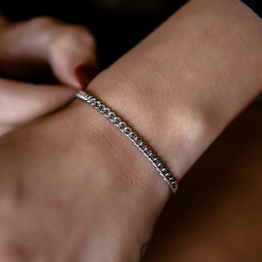 Bracelet 8Shine — Chaîne Micro Cuban en Or Blanc 3mm