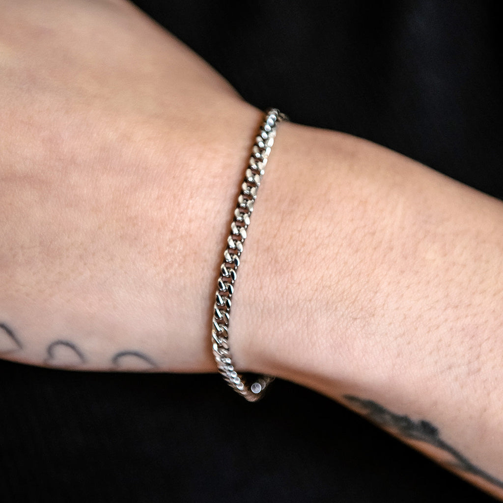 Bracelet 8Shine — Chaîne Micro Cuban en Or Blanc 3mm