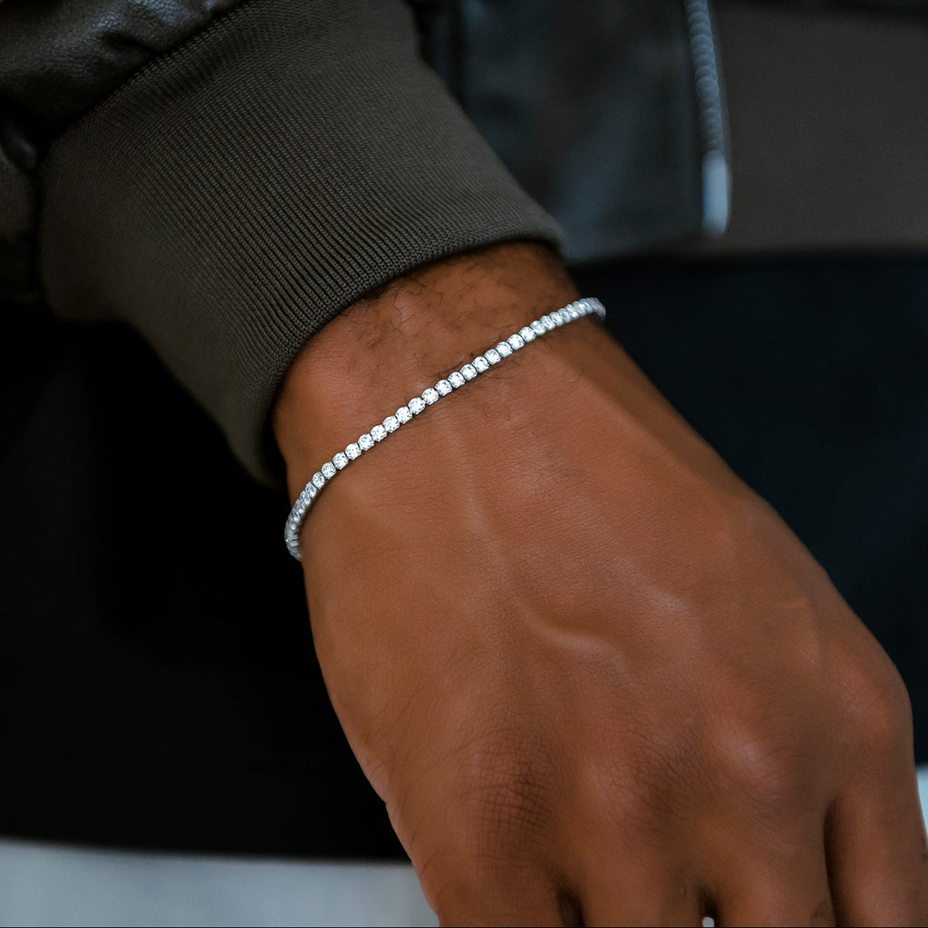 Bracelet Micro Tennis 8Shine Or Blanc