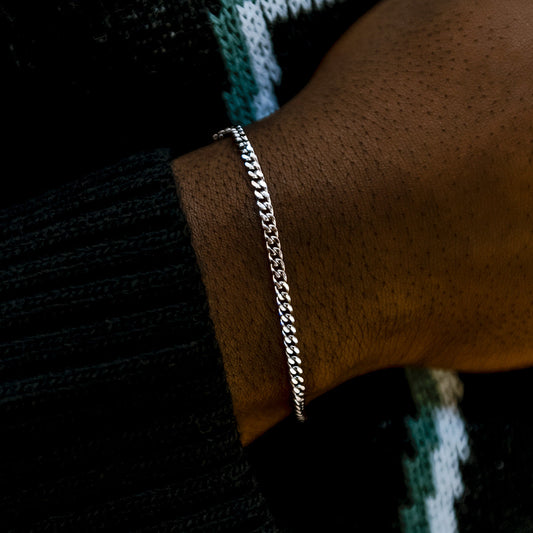 Bracelet Micro Cuban 8Shine Or Blanc - 3mm