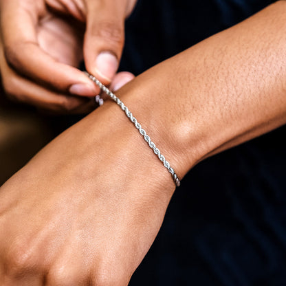 Bracelet 8Shine — Rope en Or Blanc 2mm