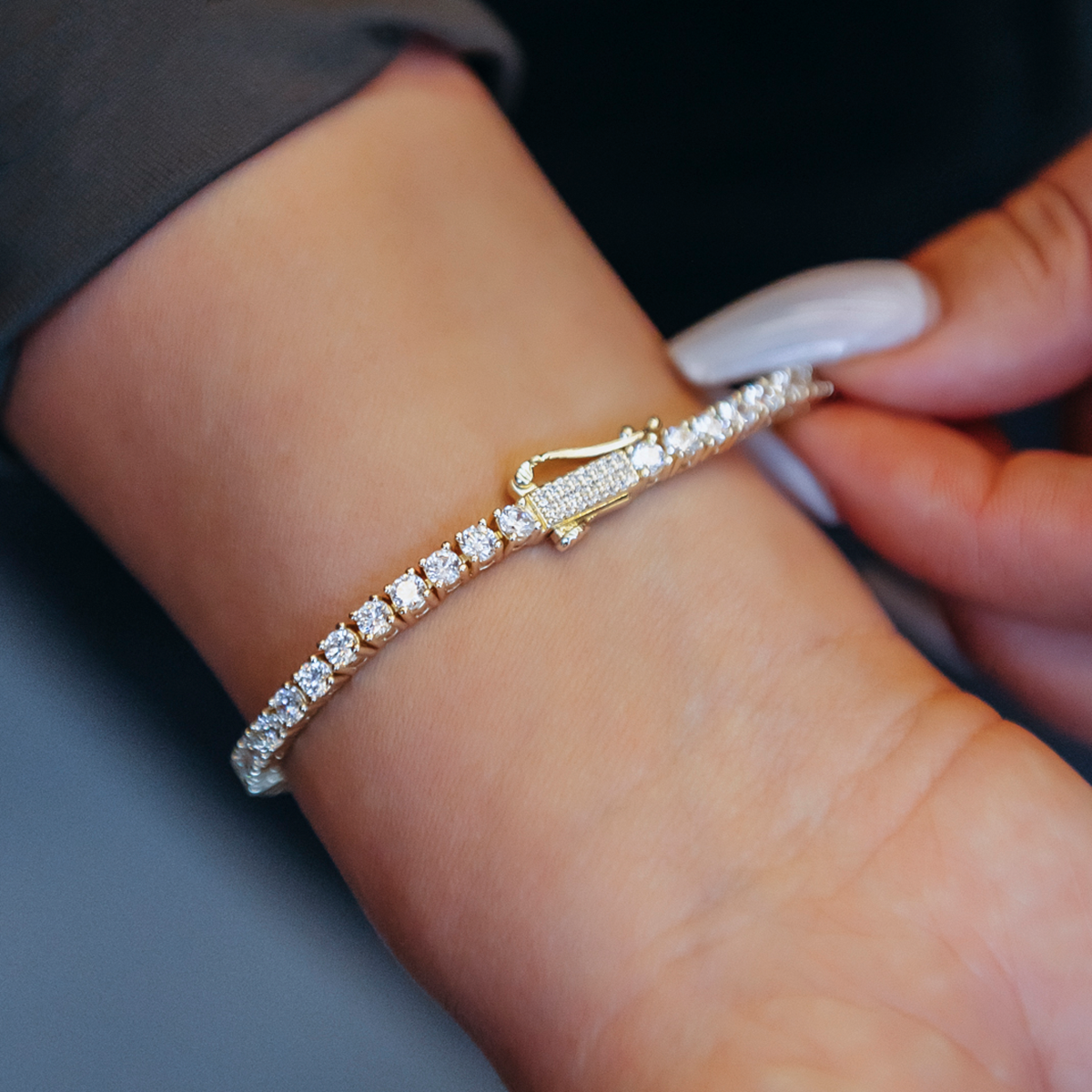 Bracelet 8Shine — Tennis Cœur en Or Jaune