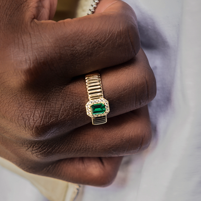 Bague 8Shine – Emerald Textured en Or Jaune Vermeil