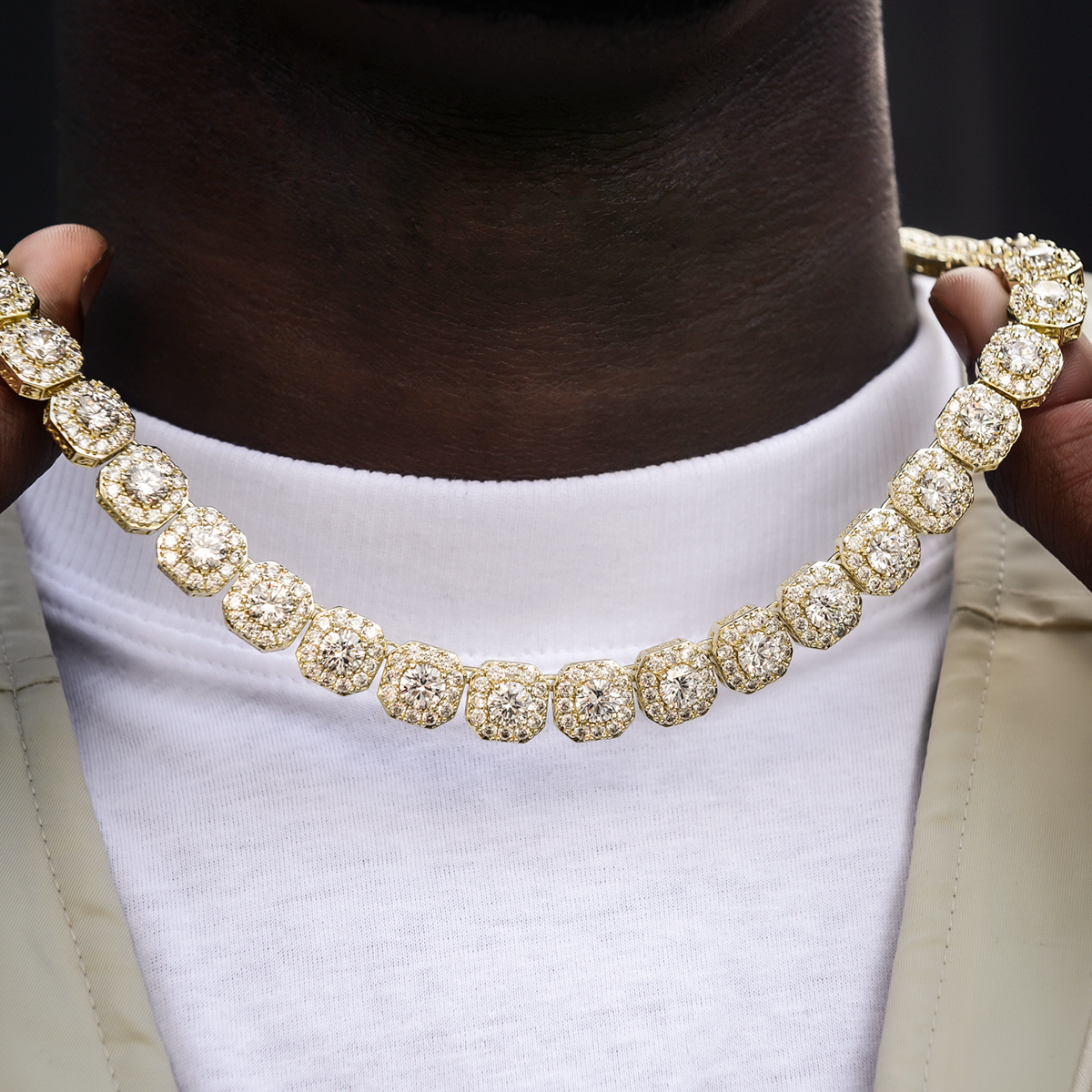 Chaîne 8Shine Clustered Tennis Or jaune – 12 mm