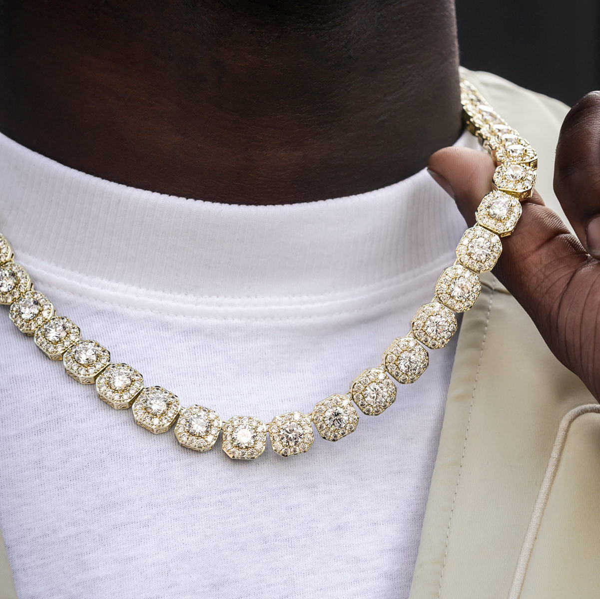 Chaîne 8Shine Clustered Tennis Or jaune – 12 mm