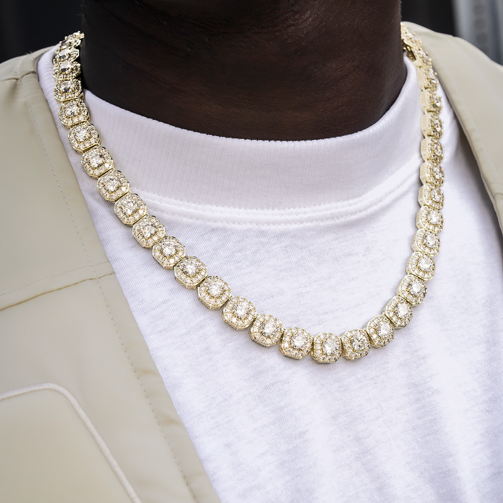 Chaîne 8Shine Clustered Tennis Or jaune – 12 mm