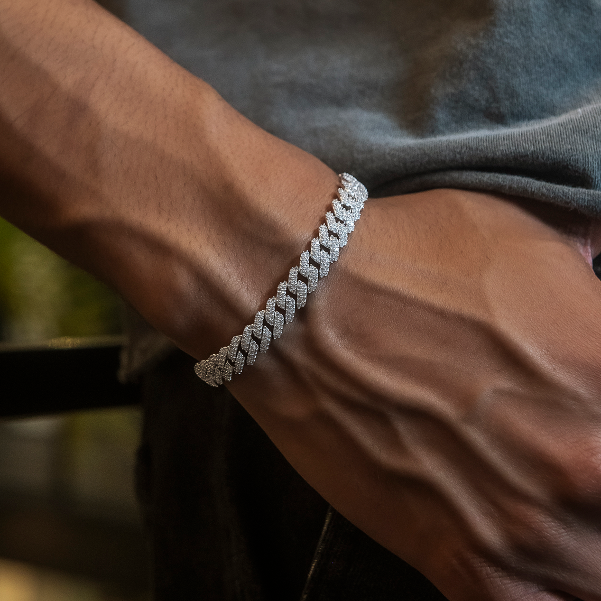 Bracelet Diamond Prong Cuban 8Shine Or Blanc - 8.5mm