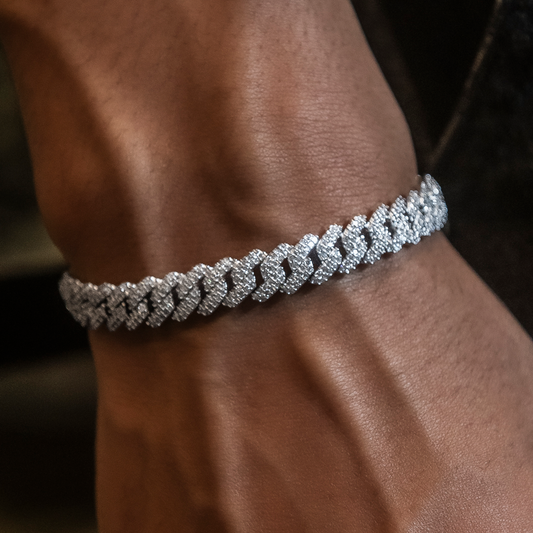 Bracelet Diamond Prong Cuban 8Shine Or Blanc - 8.5mm