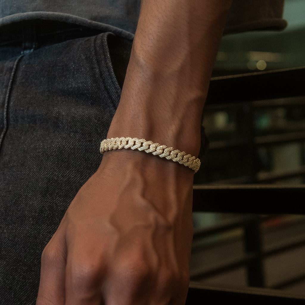 Bracelet Diamond Prong Cuban 8Shine Or Jaune - 8.5mm