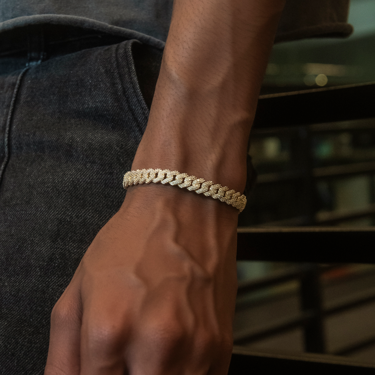 Bracelet Diamond Prong Cuban 8Shine Or Jaune - 8.5mm