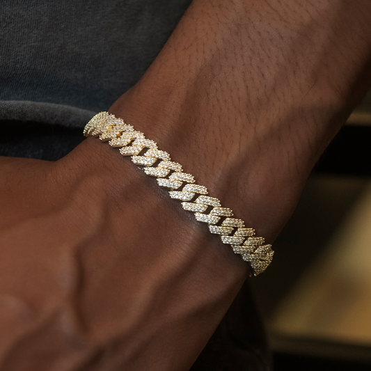 Bracelet Diamond Prong Cuban 8Shine Or Jaune - 8.5mm
