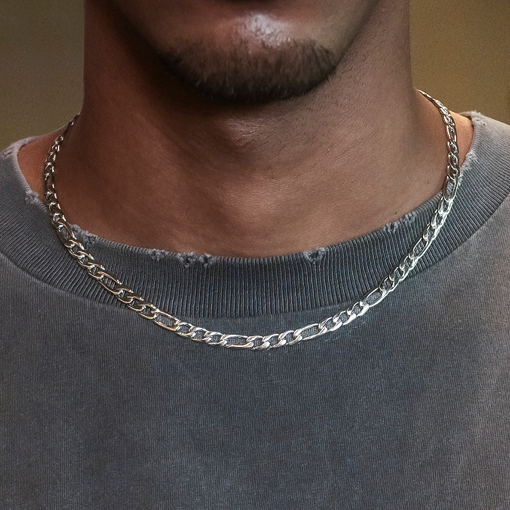 Chaîne 8Shine Figaro en Or Blanc – 6mm