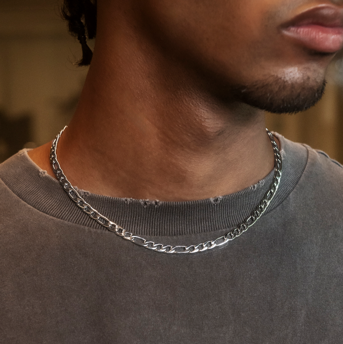 Chaîne 8Shine Figaro en Or Blanc – 6mm