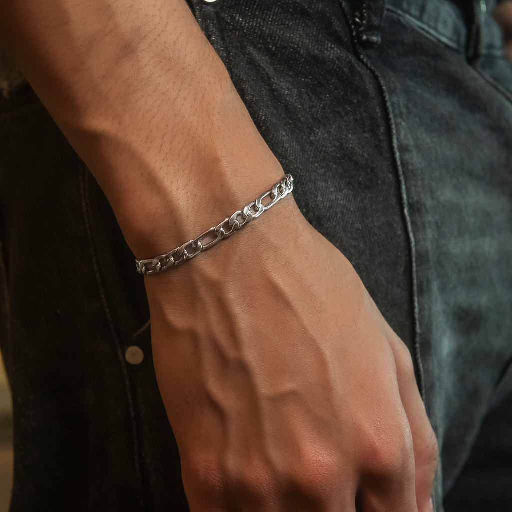 Bracelet Figaro 8Shine Or Blanc - 6mm