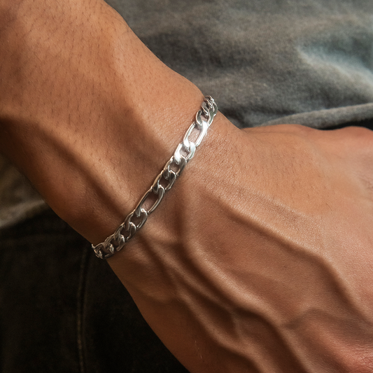 Bracelet Figaro 8Shine Or Blanc - 6mm