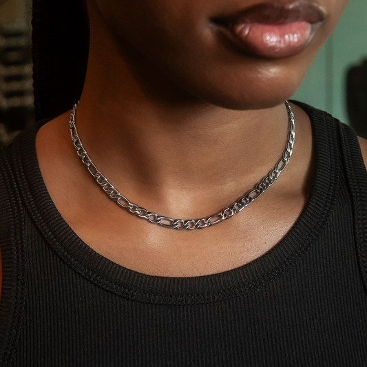 Collier 8Shine — Chaîne Figaro en Or Blanc 6mm