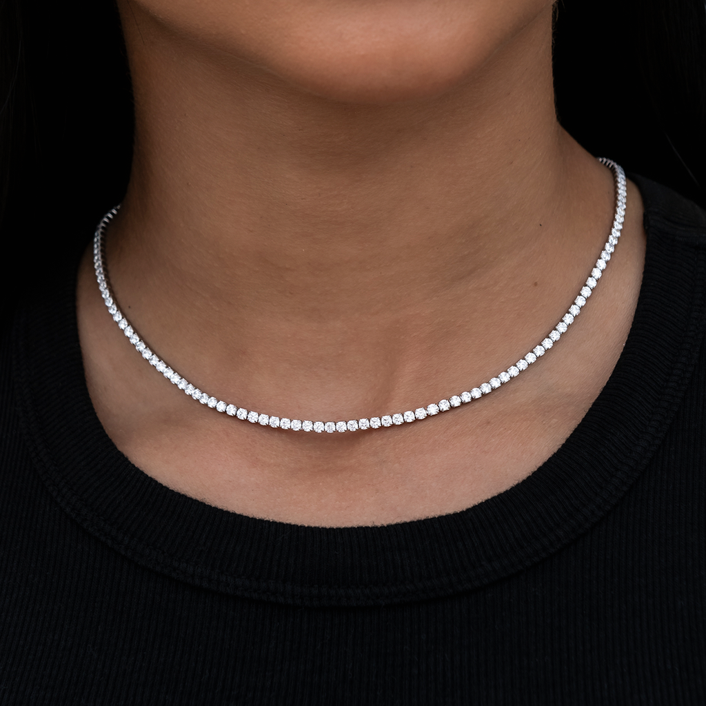 Collier 8Shine — Chaîne Micro Tennis en Or Blanc