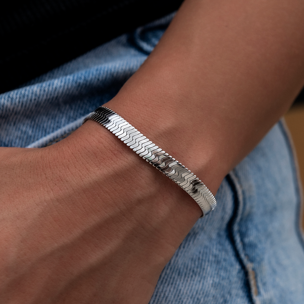 Bracelet 8Shine — Herringbone en Or Blanc 6mm