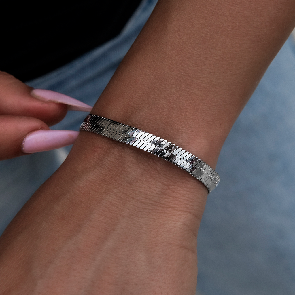 Bracelet 8Shine — Herringbone en Or Blanc 6mm