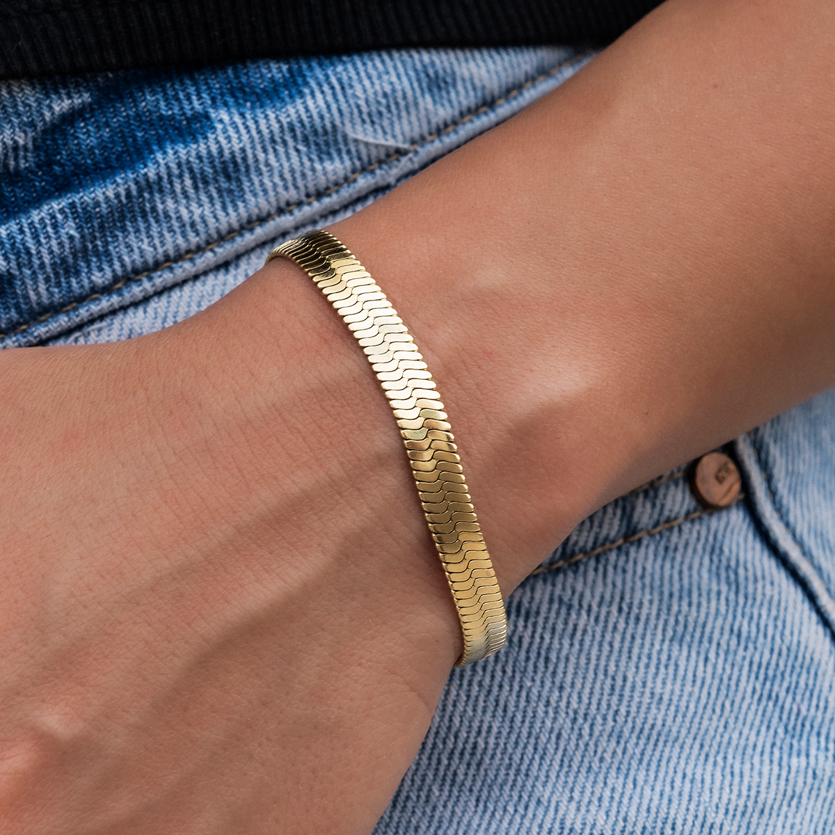 Bracelet 8Shine — Herringbone en Or Jaune 6mm