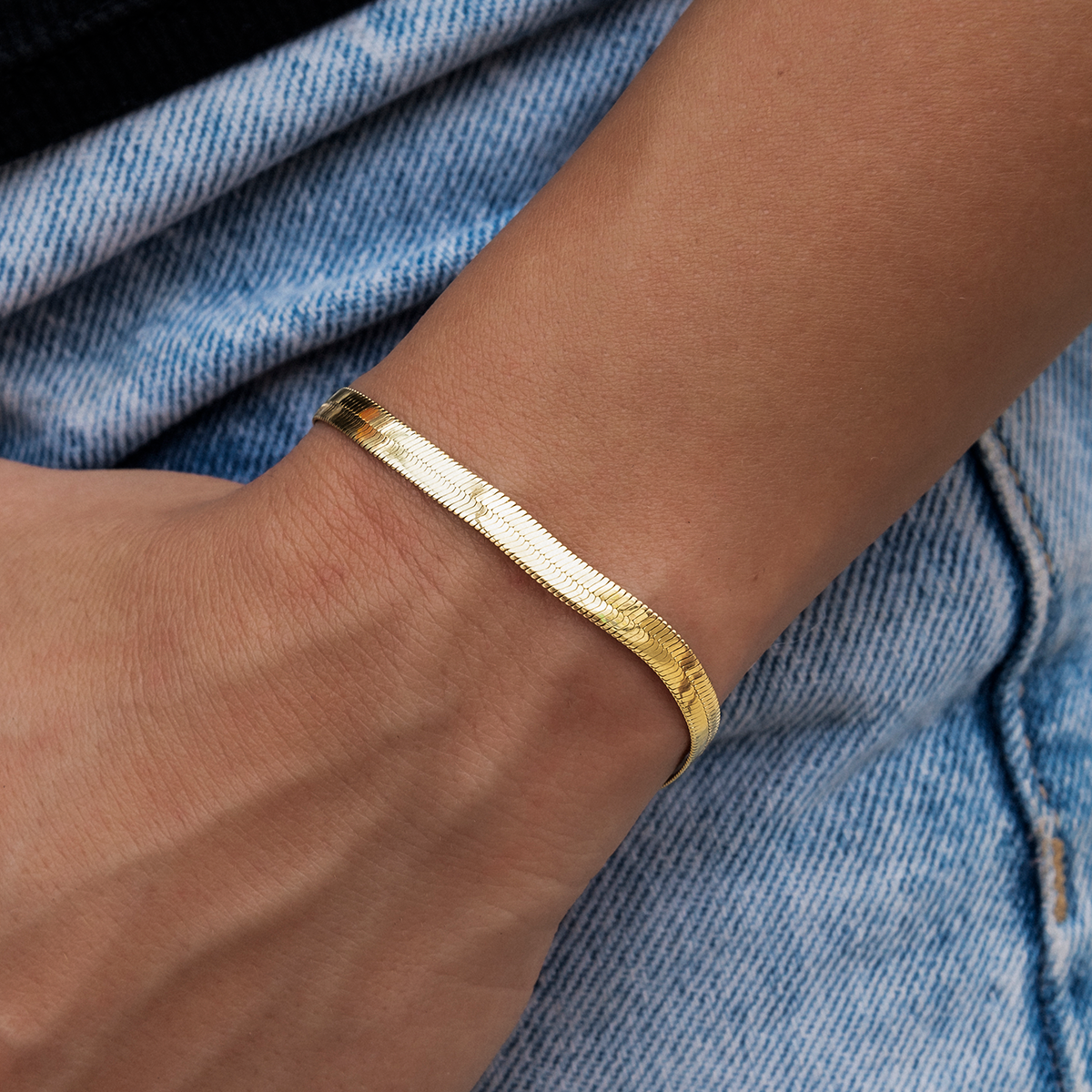 Bracelet 8Shine — Herringbone en Or Jaune 4mm
