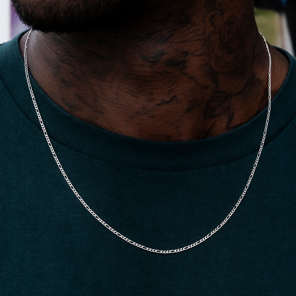 Chaîne 8Shine Figaro en Or Blanc – 2mm