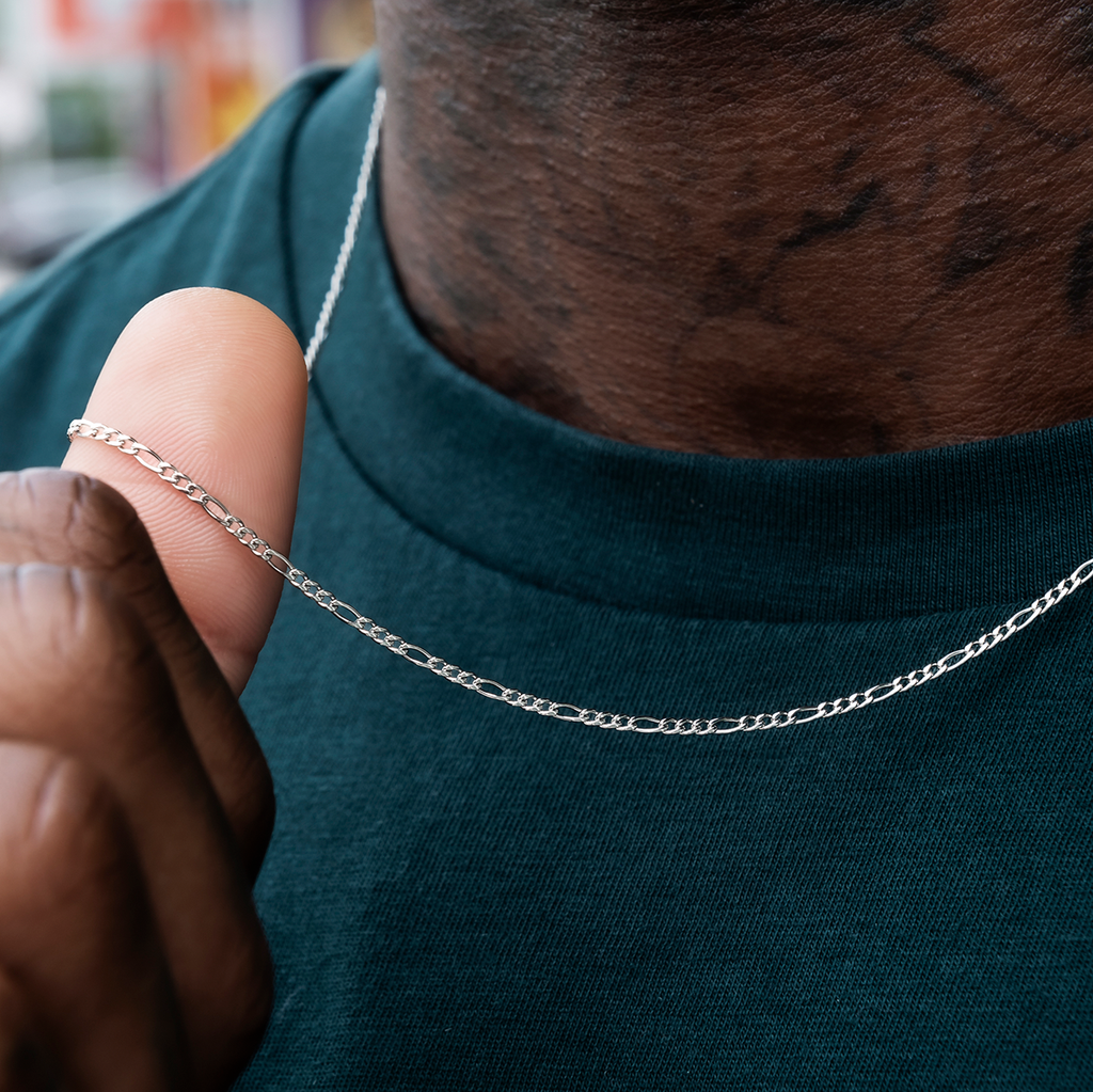 Chaîne 8Shine Figaro en Or Blanc – 2mm