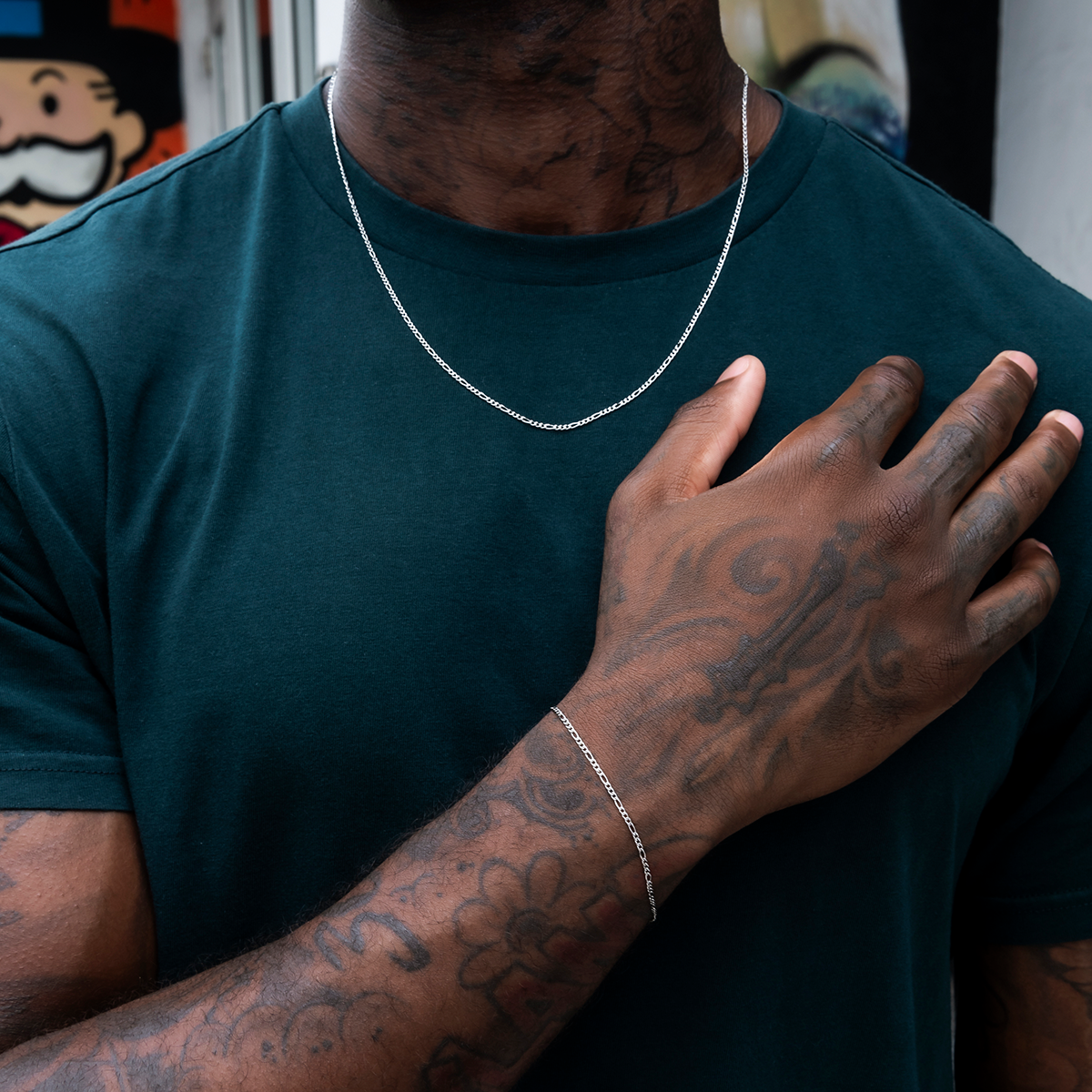 Chaîne 8Shine Figaro en Or Blanc – 2mm