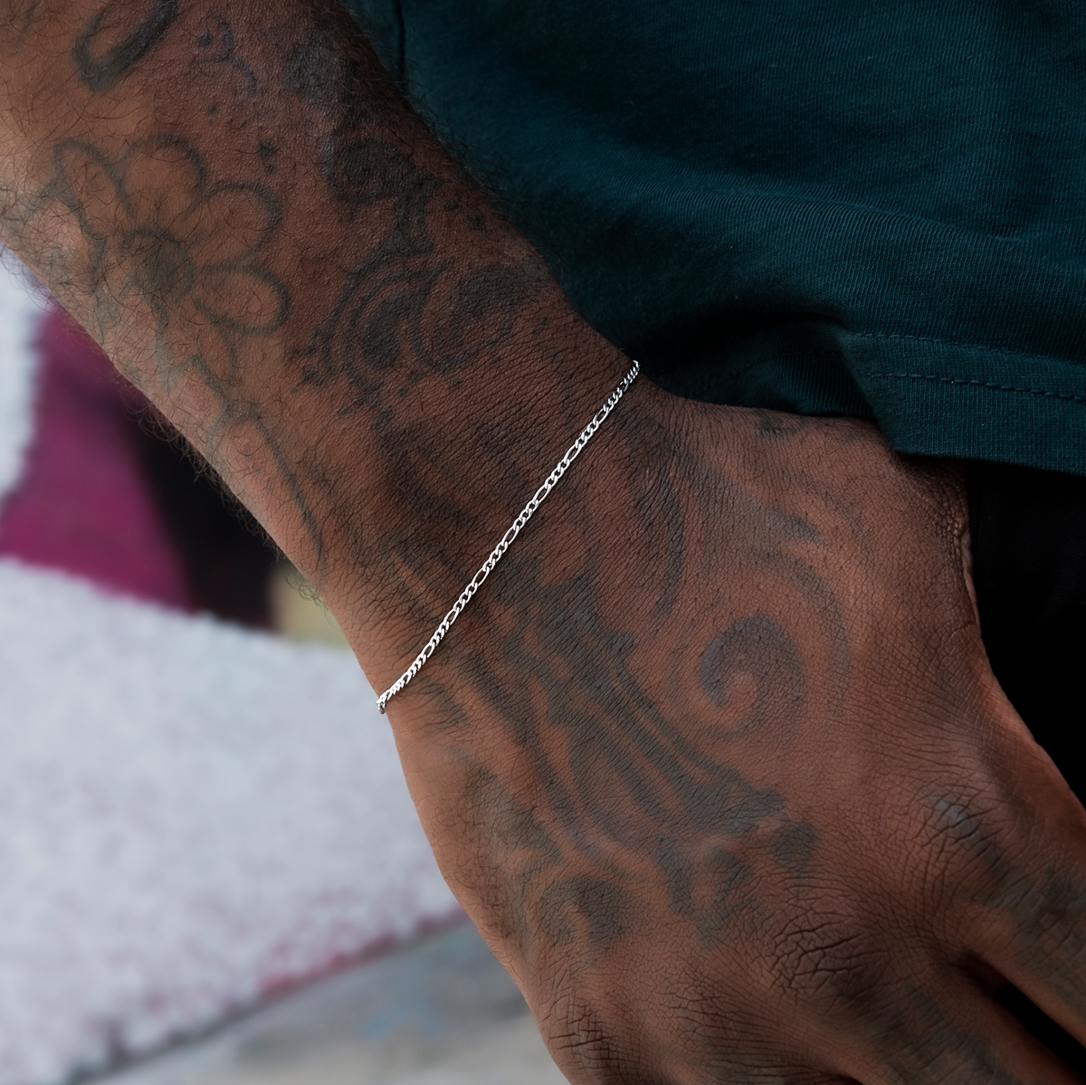 Bracelet Figaro 8Shine Or Blanc - 2mm