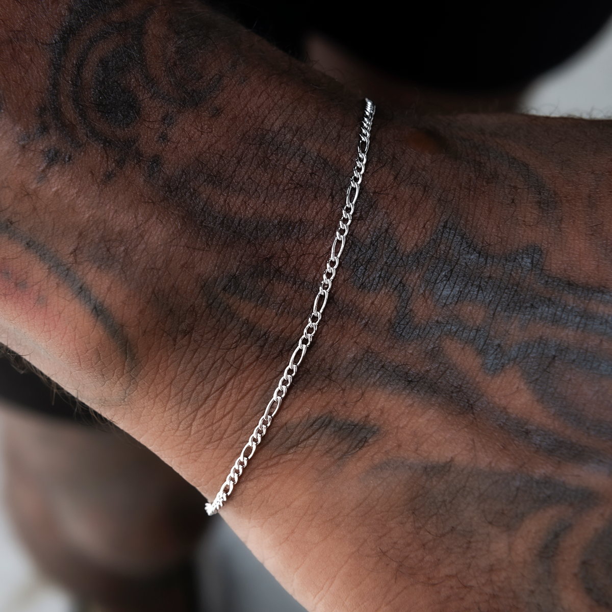 Bracelet Figaro 8Shine Or Blanc - 2mm