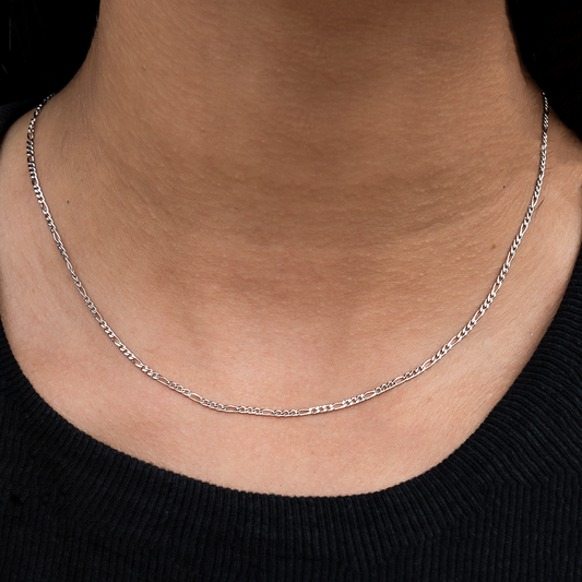 Collier 8Shine — Chaîne Figaro en Or Blanc 2mm