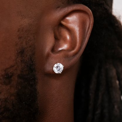 Boucles d’Oreilles 8Shine – Round Cut 7mm en Or Blanc