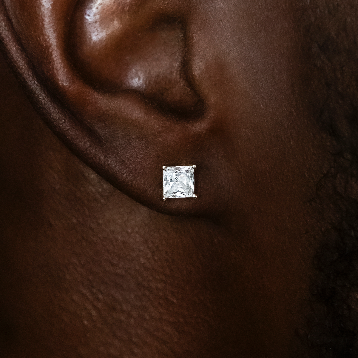 Boucles d’Oreilles 8Shine – Square Cut 5mm en Or Blanc