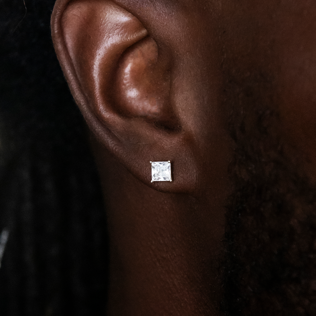 Boucles d’Oreilles 8Shine – Square Cut 5mm en Or Blanc