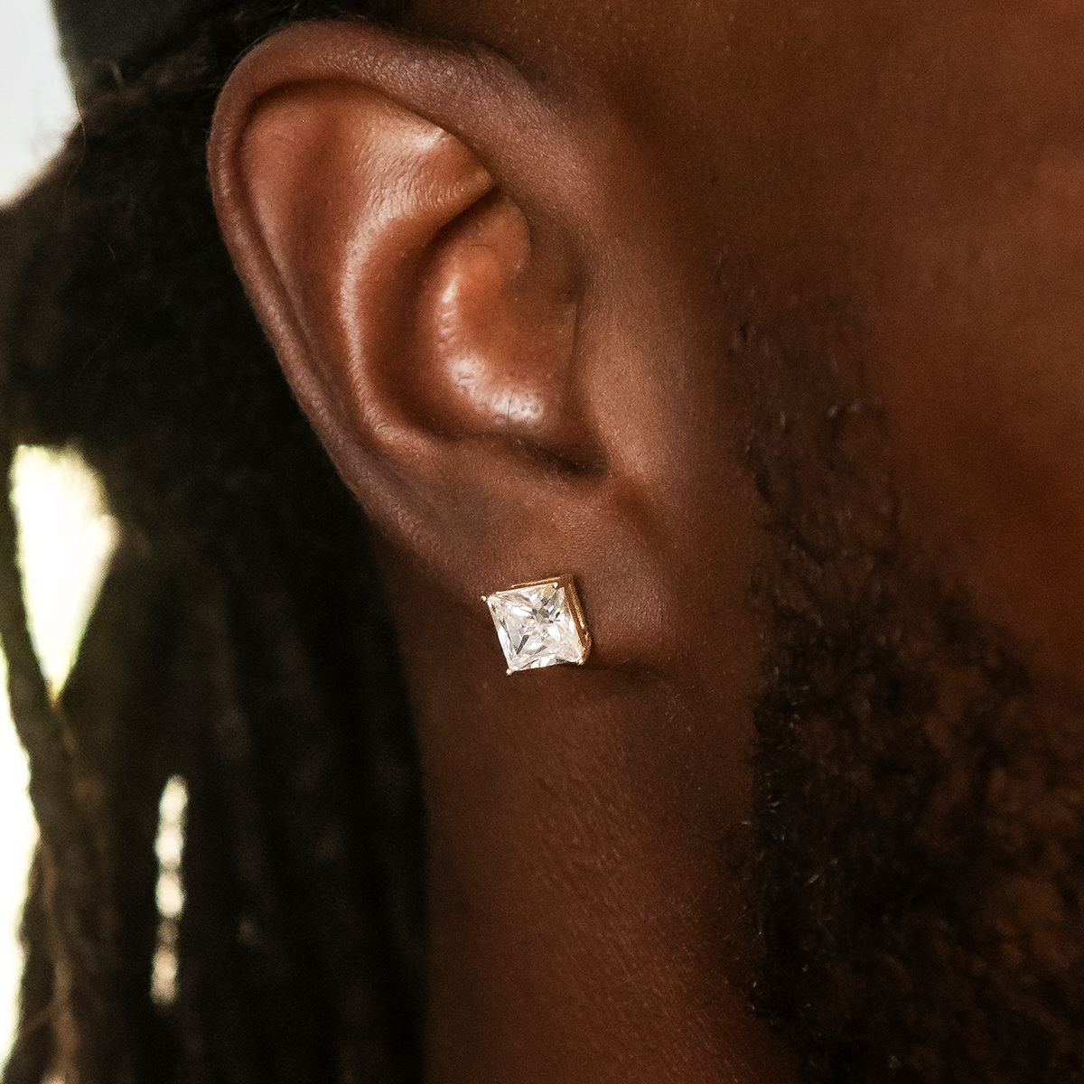 Boucles d’Oreilles 8Shine – Square Cut 7mm en Or Jaune