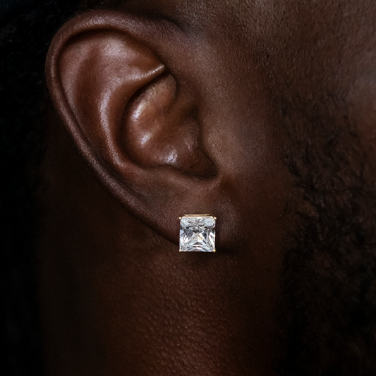 Boucles d’Oreilles 8Shine – Square Cut 8mm en Or Jaune